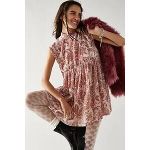 New Free People All The Time Velvet Mini Dress $168 X-SMALL Pink Petal